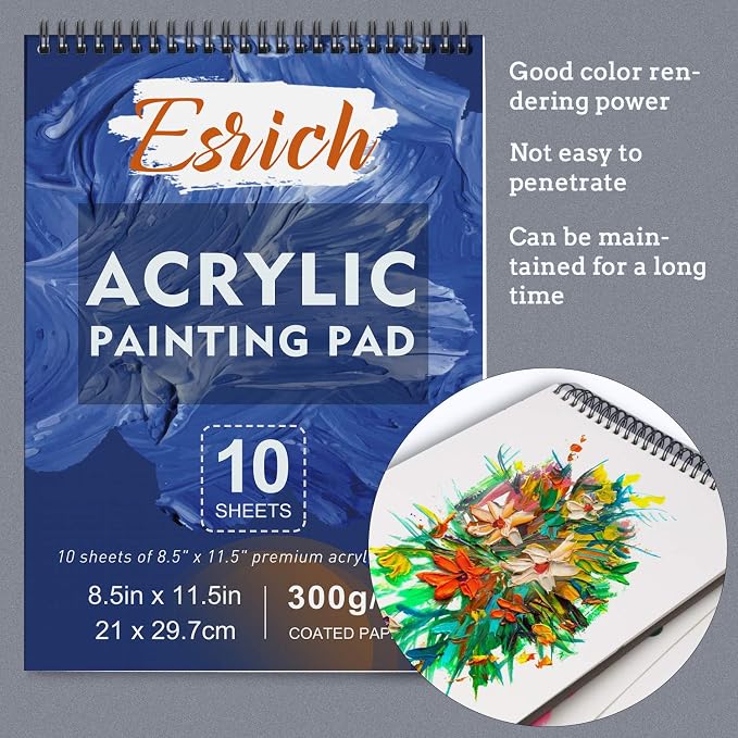 ESRICH 57PCS Acrylic Paint Canvas Painting Kit with 24 Paints