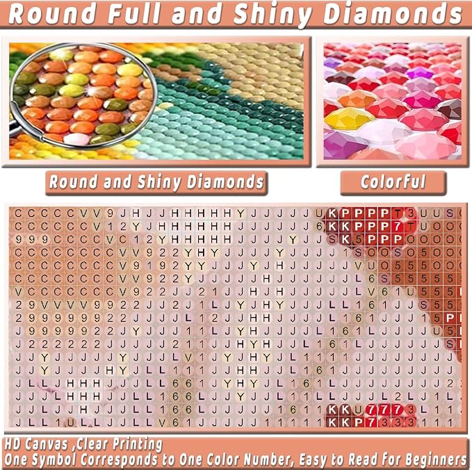 Square Diamond Art Kits for Adults Cute Diamond Painting Kit for Beginner | Vintage Pink 5D DIY Square Diamond Dots Full Drill Crafts for Gem Art Dot Art for Adults Home Wall Decor for Teens 12x16 in