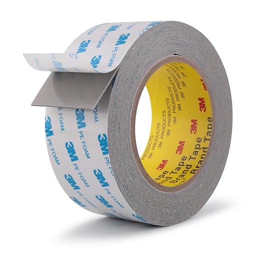 3M Double Sided Tape, 2" x 18Ft Foam Tape, 1600TG, Grey