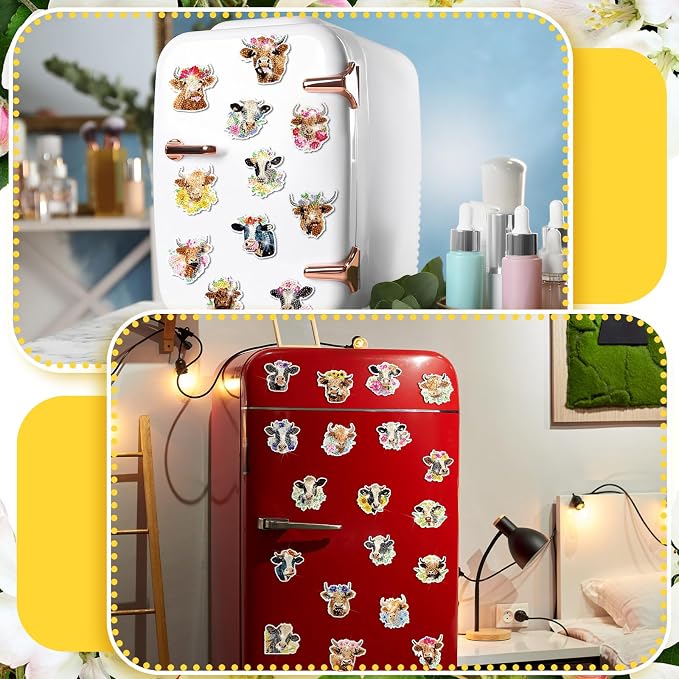 Remuuly 30 Pcs Highland Cow Diamond Painting Magnets Diamond Art Magnet Kit | Cow Diamond Art Kits for Adults, Refrigerator Magnet, 5D Rhinestone Fridge Magnetic Sticker, Diamond Club Gifts, DIY Crafts