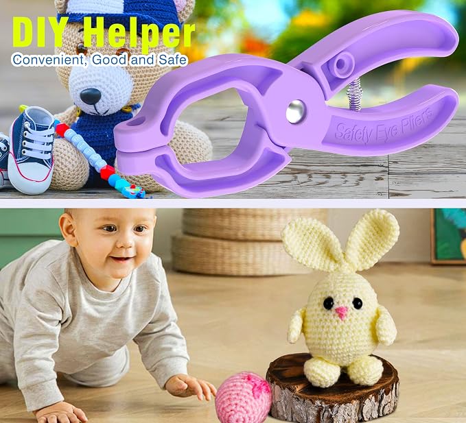 GEOCCI Safety Eye Tool Auxiliary Tool for Attaching Safety Eyes for Crocheting Safety Eyes Crochet Tools for Amigurumi Crochet & Stuffed Animal Eyes Making Supplies Tool（Purple）