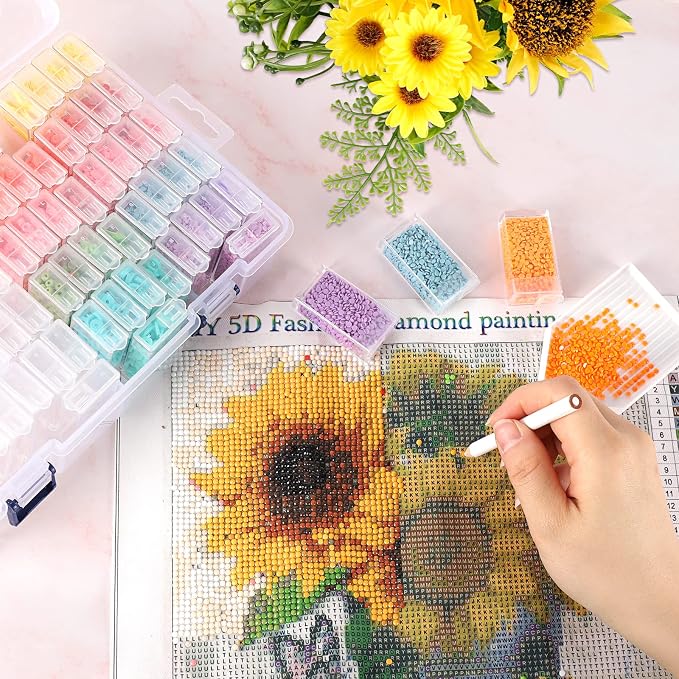 SGHUO Diamond Painting Storage Container 120 Slots Bead Organizer Box Tools