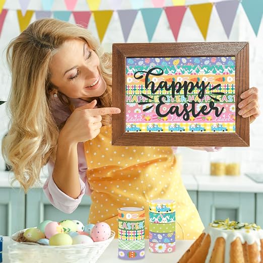 SANNIX 12 Rolls Easter Washi Tape 15mm Wide Rabbit Eggs Carrot Spring
