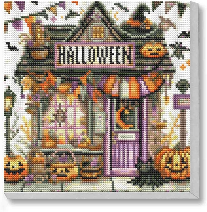 Diamond Art Kits for Adults with Frame,Halloween Shop Diamond Painting Kits