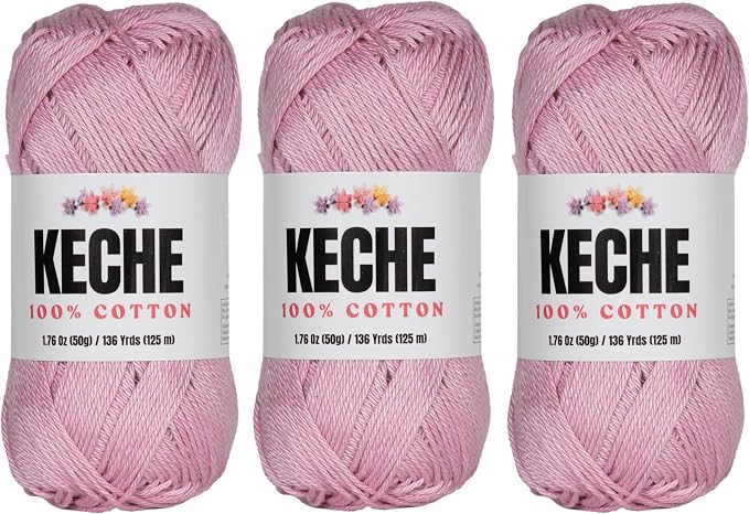 Cotton Yarn - 100% Cotton Yarn for Crocheting and Knitting, Mercerized Cotton Amigurumi Yarn Fine-Sport 2 1.76 oz (50g) / 136 Yrds (125 m) 3 Skeins - Lilac