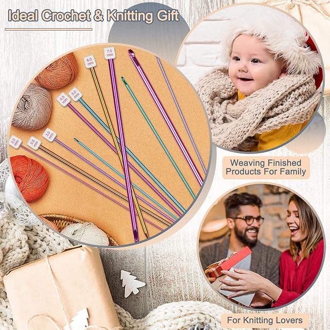 Coopay 11Pcs Tunisian Crochet Hooks Set-Long Crochet Hook, 2mm(B)-8mm(L) | Afghan Crochet Needles for Crocheting Large Projects, Great Knitting & Crochet Supplies for Beginner, Crocheter & Knitter