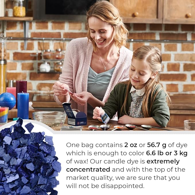 Blue Candle Dye 2oz for Soy Candle Making – Concentrated Wax Color Chips | Highly Concentrated Candle Wax Dyes – Candle Shop Premium Color Dye Chips for Soy Wax, Beeswax, Paraffin
