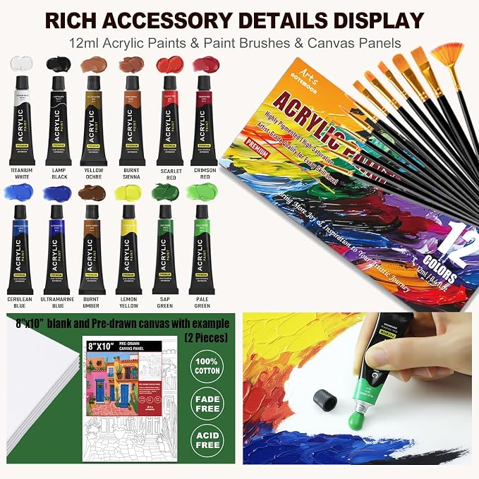 60 Pieces Beechwood Tabletop Easel Set for Painting with Shoulder Strap | 2-in-1 Art Supplies Designed for Painting & Sketching, Upgraded Art Easel with Built-In Sketchbox Storage, Adjustable Angle