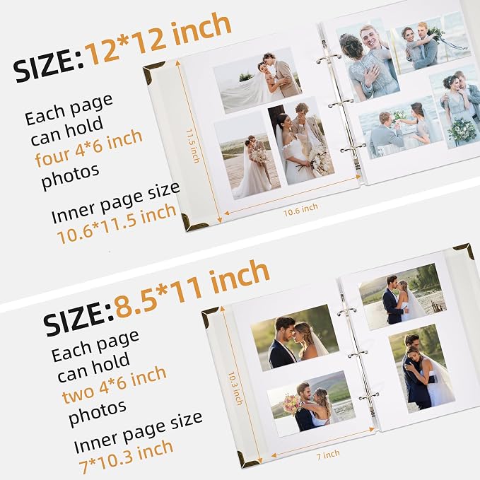 Vienrose DIY Scrapbook Photo Album Kit with Pens Tapes and Stickers 60 Pages Hardcover 8.5x11 Inches 3 Rings Removable Black Paper Scrapbooking Gift for Lover Friends Kids Wedding Valentine's White | 30 Sheets,Hardcover,3-Ring Removable White Paper,Pen...