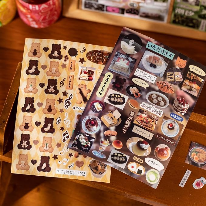 Retro Sticker Book Japanese Style Aesthetic Die Cut Stickers for Journaling Scrapbooking Kawaii Deco 4.1x5.7 Inches 27 Sheets