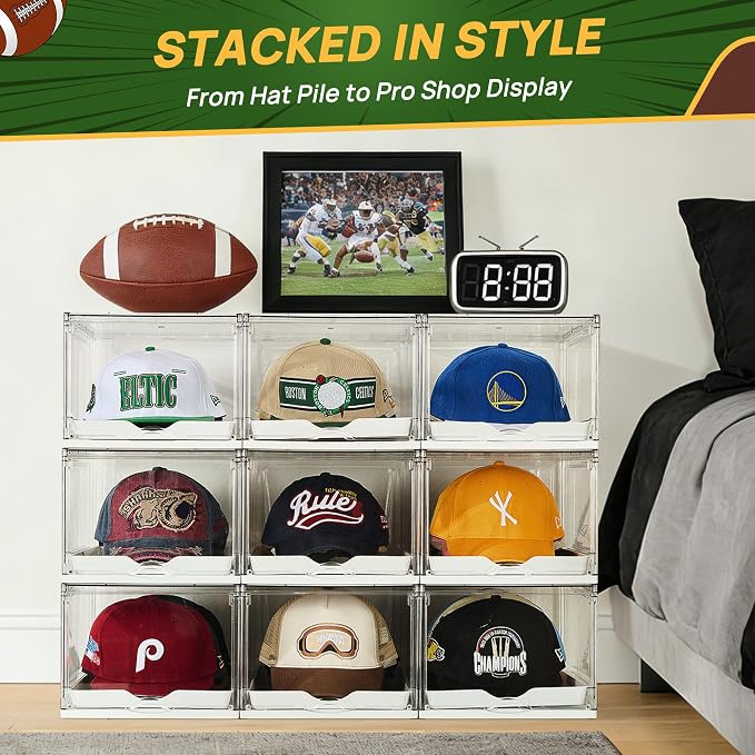 Vtopmart 6 Pack Stackable Baseball Caps Organizer, Each Holds 12 hats