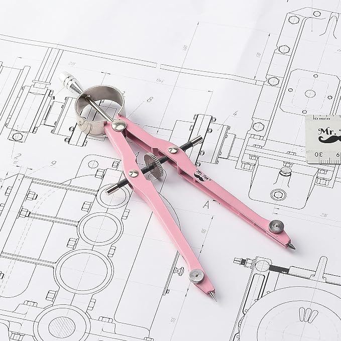 Mr. Pen- Professional Compass for Geometry, Extra Lead | Metal Compass Drawing Tool for Students, Drafting and Engineering, Technical Drawings, Circles and Geometry Projects
