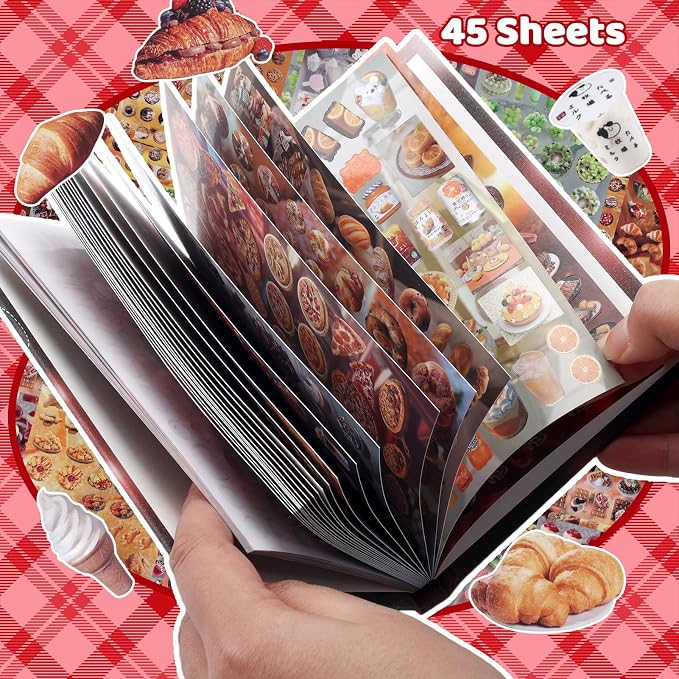 Tmtains 30 Sheets Japanese Manga Style Sticker Book 1440Pcs Heisei Retro Romantic Memory Series Manga Books Style Korean Sticker Aesthetic Japanese Stickers Book for Adults Valentine Gifts (Nice Food)
