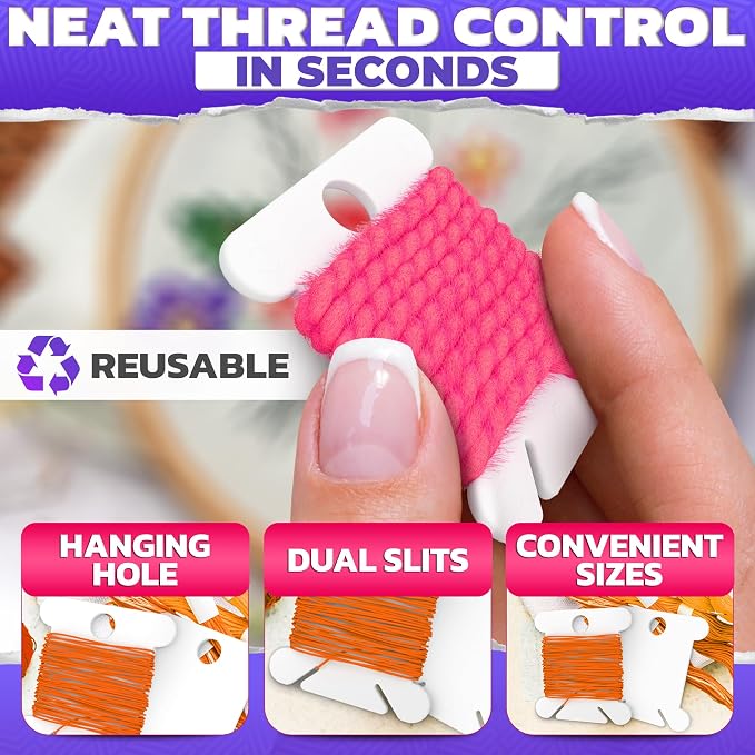 240 Pcs Embroidery Floss Bobbins with Hanging Holes & Thread Slits