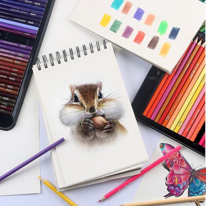 KALOUR 180 Colored Pencil Set for Adults Artists - Rich Pigment Soft Core -12 Metallic Pencil - Ideal for Coloring Drawing Sketching Shading Blending - Vibrant Color（Tin Case）