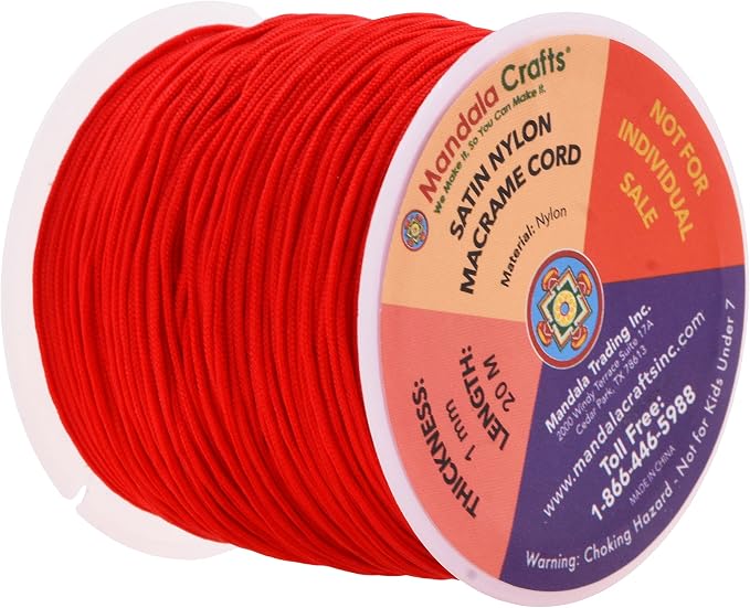 Mandala Crafts 1mm 10 Assorted Rattail Nylon Satin Cord for Jewelry Making