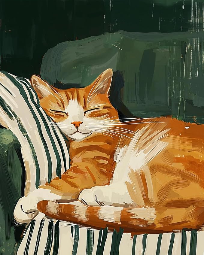 mrpwnle Paint by Numbers Kit for Adults Beginner, Cat Paint by Numbers Kits | Easy Funny Cat Adult Paint by Numbers, Canvas Paint by Numbers Kits for Adults, DIY Acrylic Paint Kit for Home Decor 16x20 in