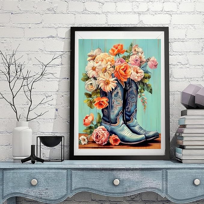 Cowboy Boots Diamond Painting Kits for Adults - Diamond Art Kits for Adults
