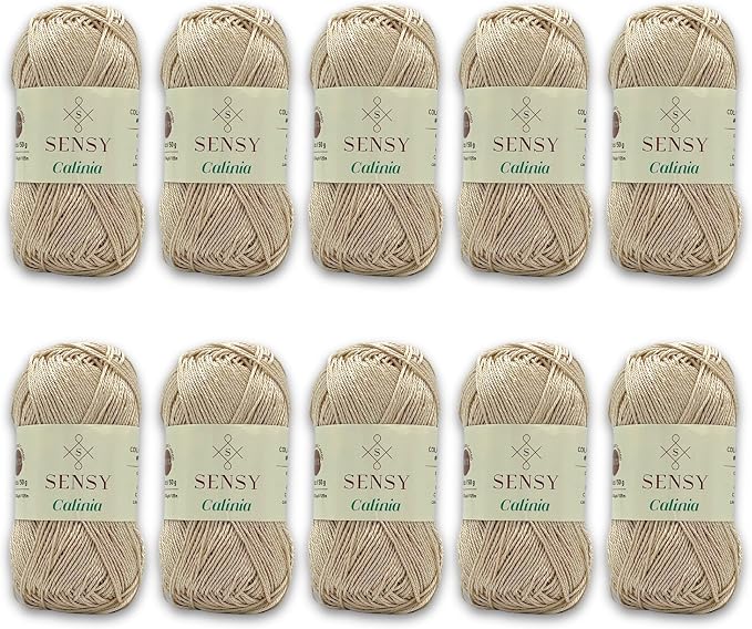 S Sensy Calinia-Mercerized Giza Cotton #2 Fine Yarn 10 Pack Creamy 131yds