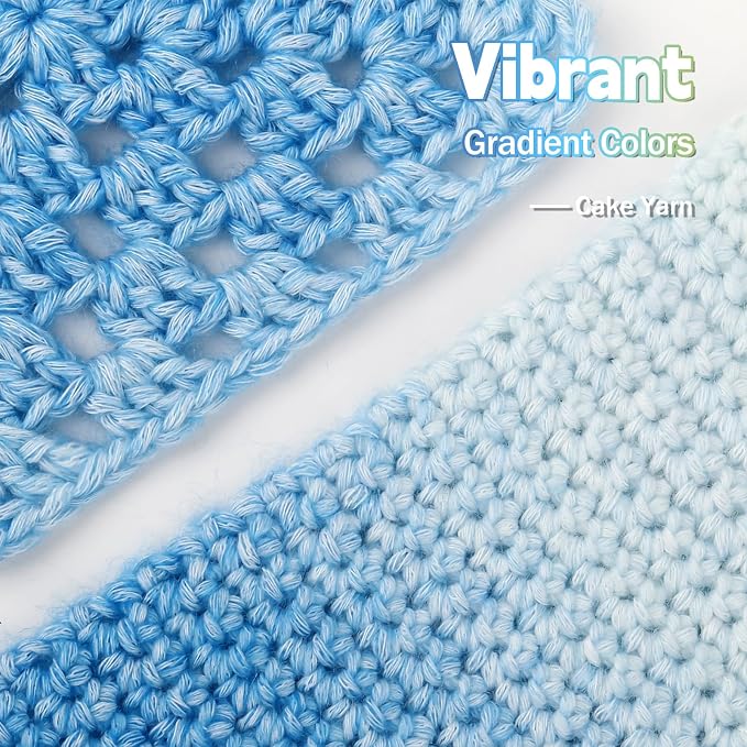 Katech Yarn for Crocheting-4 Pack of 100g/3.52 oz Gradient Cake Yarn | #3 DK Light-60% Cotton 30% Acrylic 10% Wool -Perfect for Scarves, Shawls, Blankets, and Garments That Stand Out with Style(E)