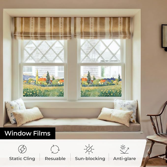 ADD.HERES Stained Glass Window Film, Window Film Decorative, 17.5 x 39.37in