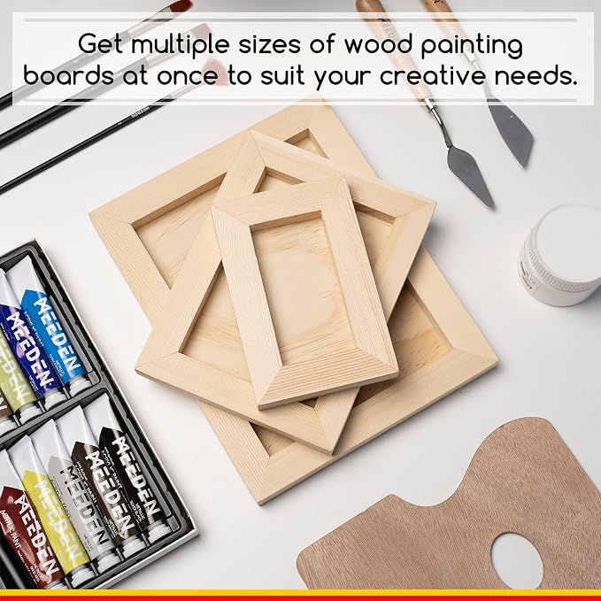 MEEDEN Unfinished Wood Canvas Board:4x6 6x8 8x10 Canvas Panel Pack of 6