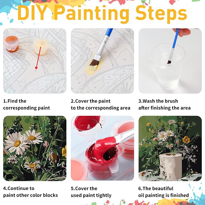 Mandun Bathroom Paint by Numbers Kit for Adults, 16x20 inch | DIY Painting Kits Crafts for Adults, Relieve Stress, Gift, Home Wall Decor