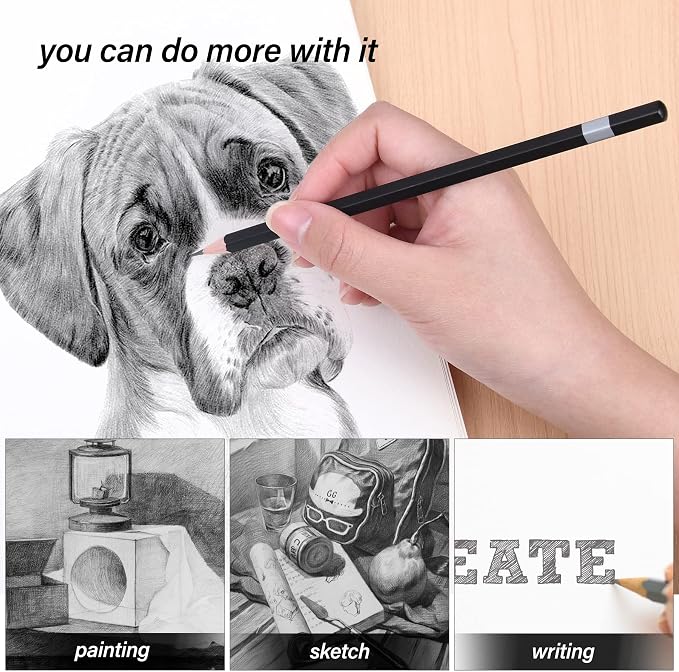 14Pcs Professional Graphite Sketch Pencils for Drawing (6H-12B) | Professional Triangular Graphite Pencils Set (6H,4H,2H,H,HB,F,B,2B,3B,4B,6B,8B,10B,12B) for All Drawing and Shading Needs