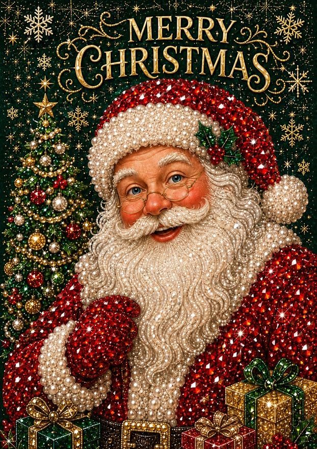 100 Pages DIY Christmas Pearl Diamond Art Painting Notebook，Style A