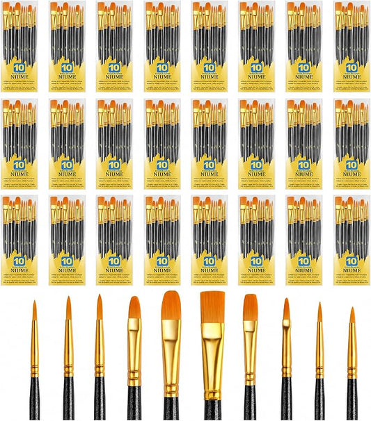 Acrylic Paint Brushes Set, 240Pcs Round Pointed Tip Artist Paintbrushes for Acrylic Painting Oil Watercolor Canvas Boards Rock Body Face Nail Art, Halloween Pumpkin Ceramic Crafts Supplies，Black