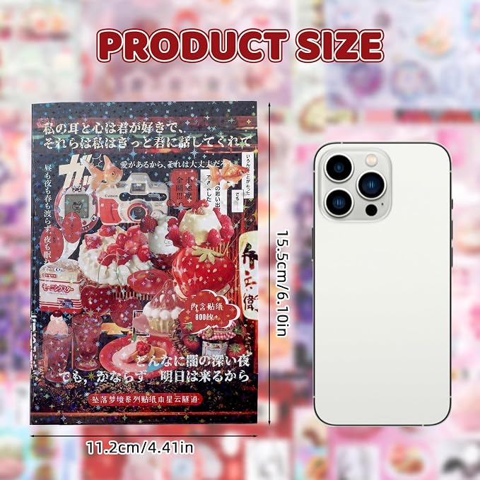 Tmtains 45 Sheets Japanese Manga Style Sticker Book 800+Pcs Heisei Retro Romantic Memory Series Manga Books Style Korean Sticker Aesthetic Japanese Stickers Book for Adults Valentine Gifts (Nebula)