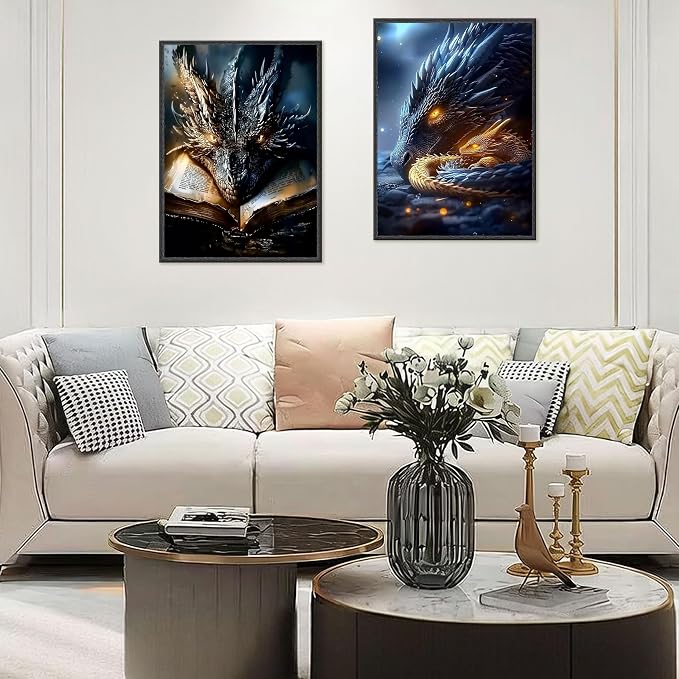 Amaieuin 2 Pack Dragon Diamond Art for Adults Beginners 12x16in