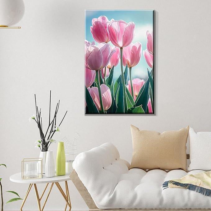 ATDMS Flowers Paint by Numbers Kit for Adults with Frame, 7.87x11.81 Inch