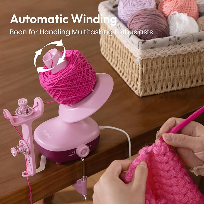 Yarn Winder Electric, Auto Compact Cake Winding for Knitting Lovers | Perfect Yarn Organizer with Strong Tension & Adjustable Speed, Efficient Large Capacity Yarn Ball Spinner for Crafters Purple