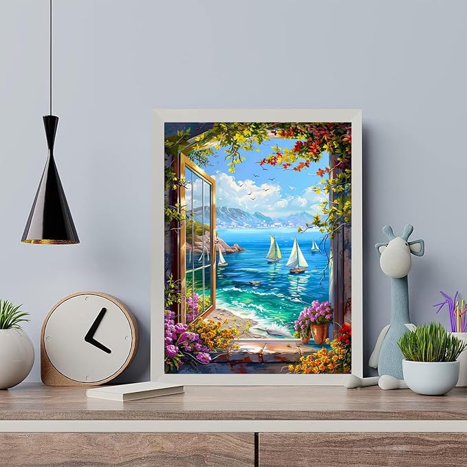 Arttoplus Beach Paint by Numbers Kit for Adults Beginner 16x20 inch | Landscape Adult Paint by Number Kits on Canvas, DIY Acrylic Oil Painting by Numbers for Gift Home Wall Decor (Without Frame)