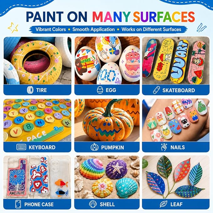 Amamao 120 Colors Soft Brush Tip Acrylic Paint Markers for Wood Rock Canvas