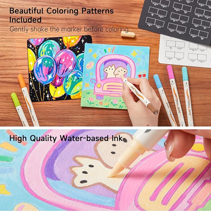 Shuttle Art 48 Colors Dual Tone Acrylic Paint Markers, 24 Pack Acrylic Paint Pens Set for Rock Painting, Ceramic, Wood, Canvas, Glass, Stone, Fabric, Card Making, DIY Football Crafts