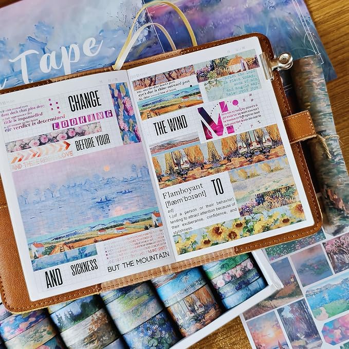 Bomichi 34 Rolls Oil Painting Aesthetic Washi Tape Set
