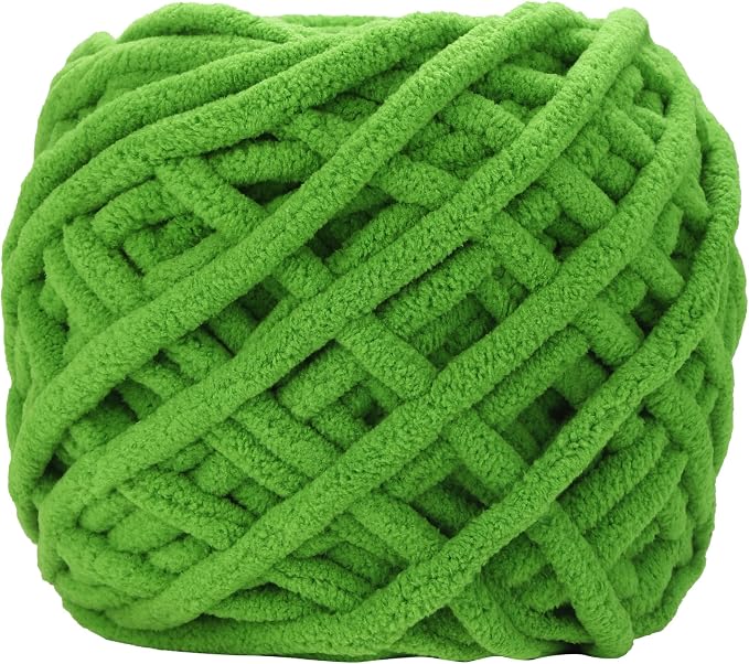 Plush Chenille Chunky Yarn for Crocheting 100g(54.6yd) - Bulky Thick Fluffy Yarn for Knitting- Soft Velvet for Baby, Blanket Knitting Blanket Yarns- Amigurumi Yarns (Green)