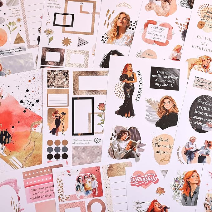 Magic Girl Decal Stickers Book For Planners, Calendars, Journals, Vision Boards, Projects, Laptop & Water Bottles – Premium Quality, Hand Drawn, Waterproof – Scrapbook Accessories For Women - 24 Pages