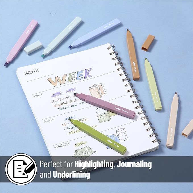 Mr. Pen- Aesthetic Highlighters No Bleed, 8 Pack, Assorted Colors | Chisel Tip, Cute Highlighters Assorted Colors for Journaling, Highlighting, Underlining, Fast Dry, Back to School Supplies