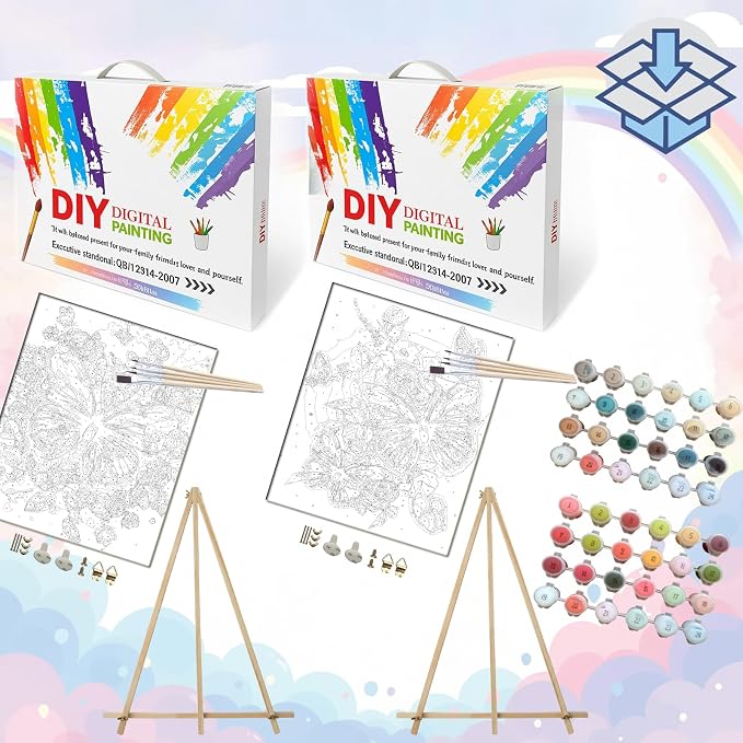 BAISITE Paint by Numbers Kit for Adults Beginners,16" Wx20 L 2 Pack Canvas for Painting Kits for Adults in Colorful Box 5152 Already Framed