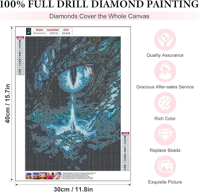 EIBEILI Dragon Diamond Art Kits for Adults,5D Magic Castle Full Round Drill Diamond Painting Kits for Adults Beginners,DIY Butterflies Diamond Painting Gem Art Kits for Gift Home Wall Decor 12x16inch
