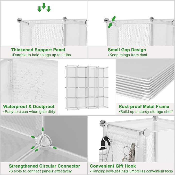 C&AHOME 16 Cube Storage Organizer Cube Shelves Units Storage Cubes, Twill