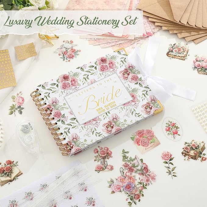 Letters to Bride Scrapbook,8.5 X 7 Inch,Rose Style,Pink