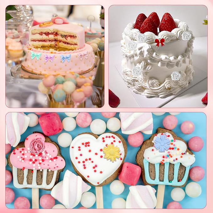 Pimoys 4 Pcs Flower & Bow Silicone Molds for Chocolate and Candy