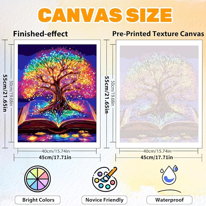 CRZMODE Tree of Life Paint by Numbers Kit for Adults, Tree of Life Paint by Numbers for Adults, Acrylic Painting Crafts for Home Decor Gift (16x20inch)