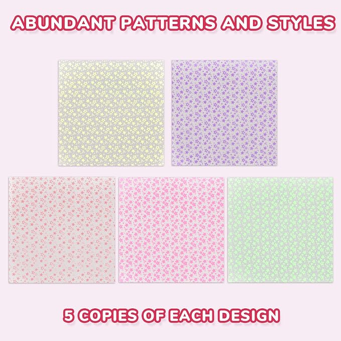 JoyCat Pastel Glow in the Dark Origami Paper, 50 Sheets, 6x6 Inch | Five soft pastel colors charge under light and glow in the dark for stars, flowers, nighttime decor and kids' crafts.