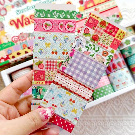 35 Rolls Strawberry Farm Washi Tape Set, Cute Fruits Decorative Scrapbook Tape and Journaling Supplies for DIY Crafts, Bullet Journals, Gift Wrapping