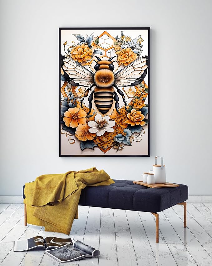 Bee Diamond Art Kits for Adults Beginners, 5D Diamond Painting for Adults